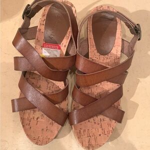 Relativity Brown Leather Crisscross Cork-Insole Sandals